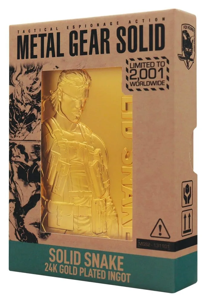 Metal Gear Solid 2 Ingot – Solid Snake 24k Gold Plated 90 x 60.5 mm 2