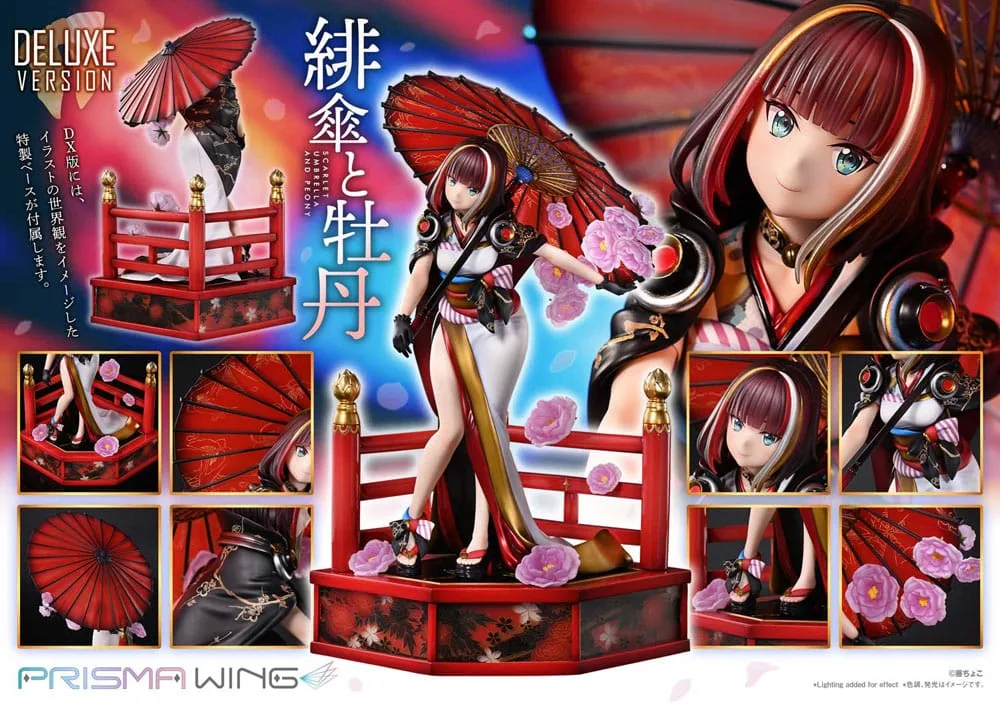 Fuzichoco Statue – Scarlet Umbrella and Peony Deluxe 32 cm 5