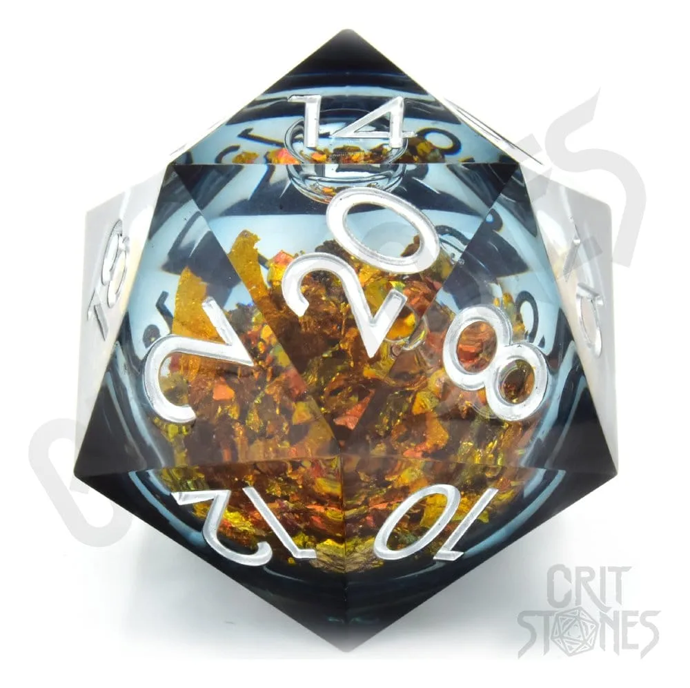 CritStones D20 Die – King Midas Liquid Core 5 cm