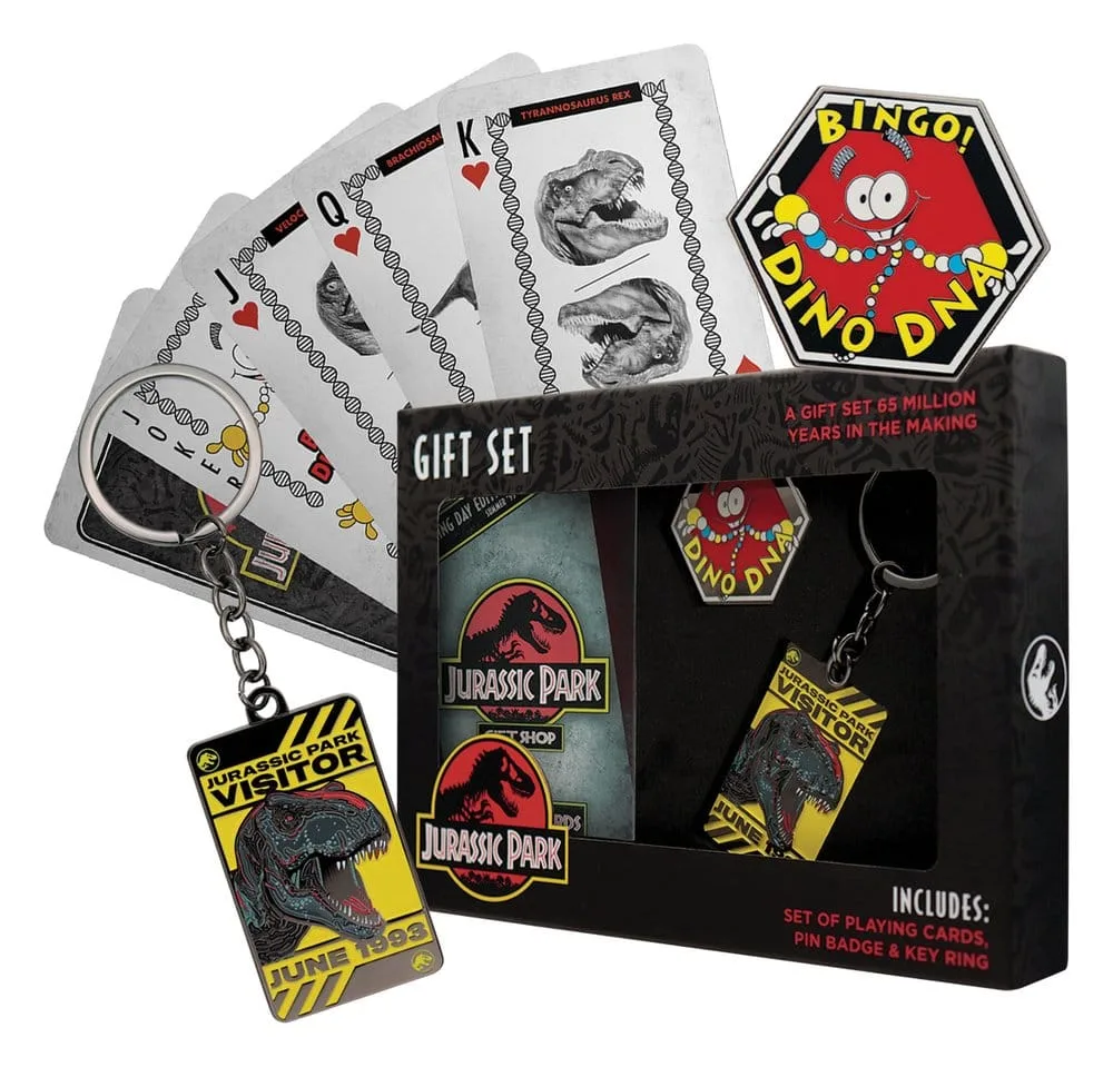 Jurassic Park Gift Set – Dino Keyring Pin and Playing Cards 9