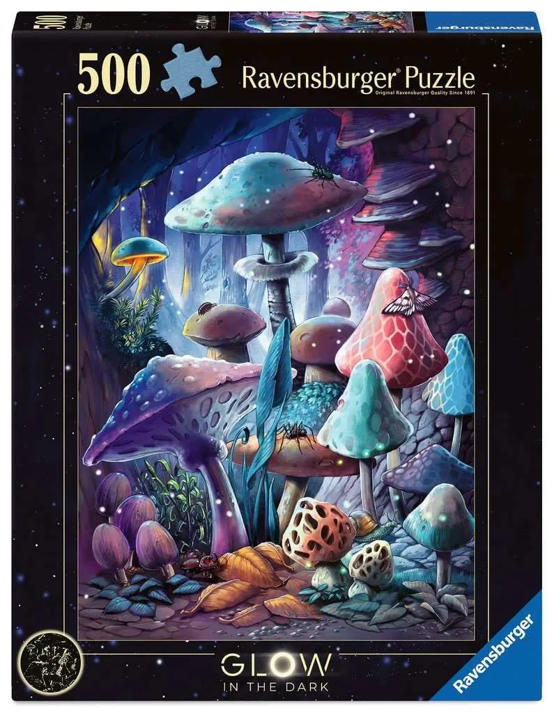 Moonlight Mushrooms Jigsaw Puzzle – Glow in the Dark 500 Pieces