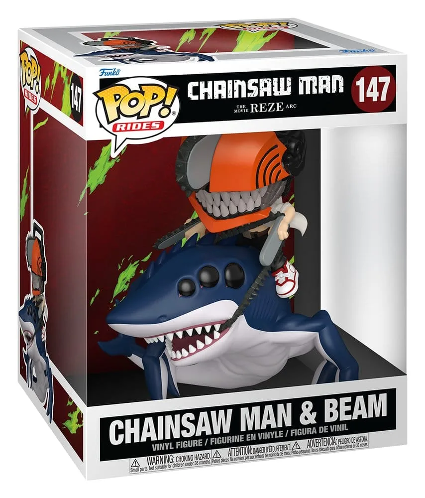 Chainsaw Man figuur – Pop Rides Deluxe CSM en Beam 15 cm 2