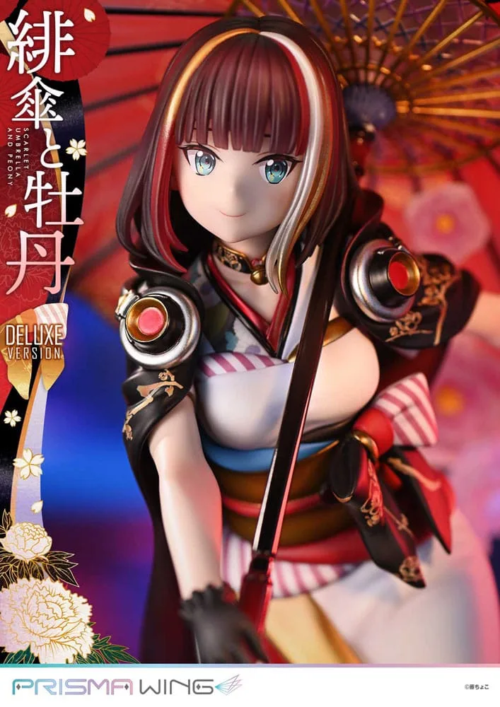 Fuzichoco Statue – Scarlet Umbrella and Peony Deluxe 32 cm 7