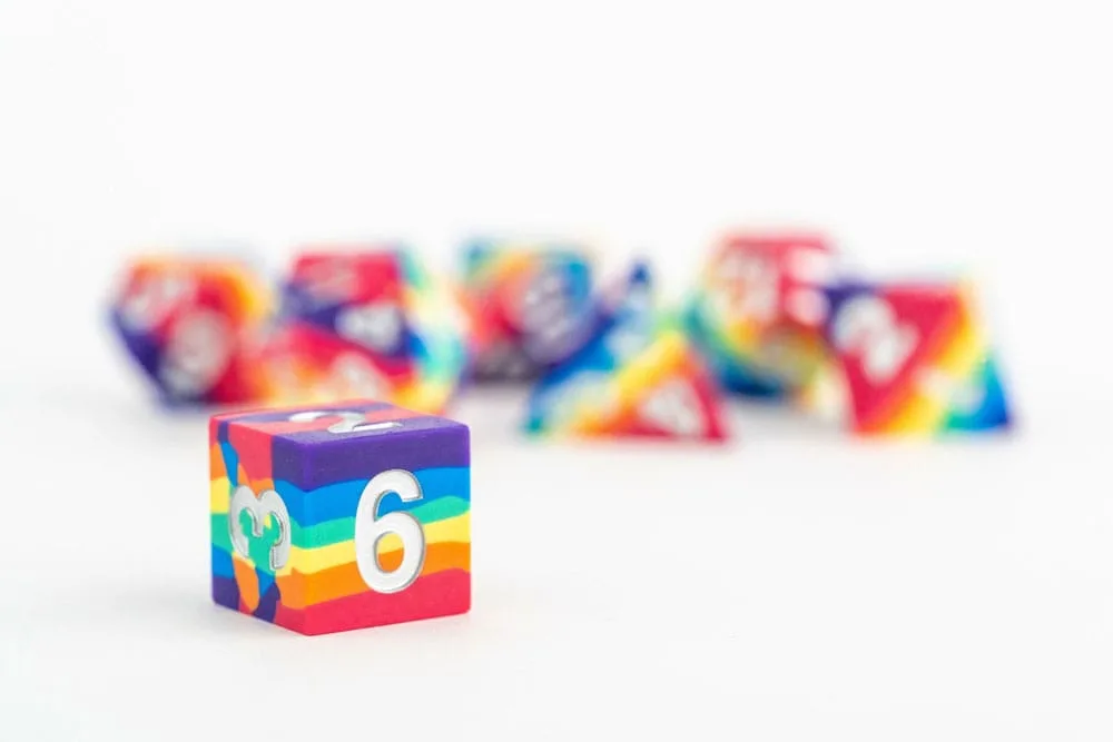 FanRoll Silicone Dice Set – Rainbow Sharp Edge 16 mm 2