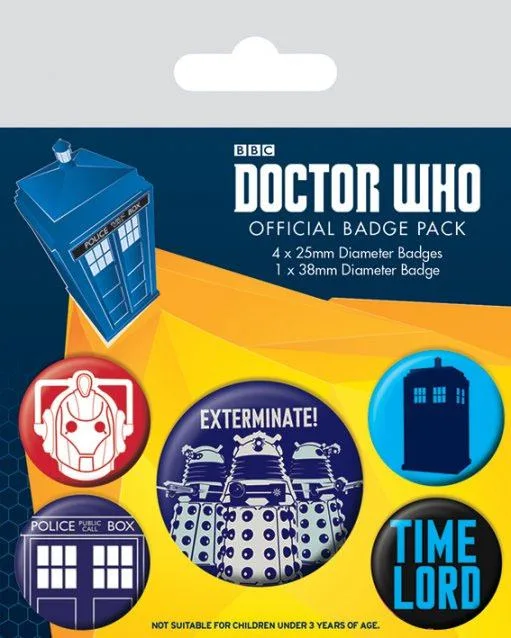 Doctor Who Pin-Back Buttons – Exterminate 5-Pack