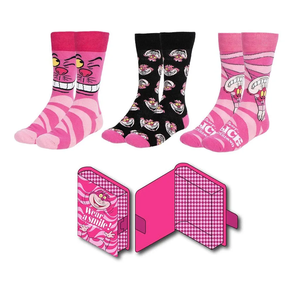 Alice in Wonderland Socks – Cheshire Cat 3-Pack EU 36-43
