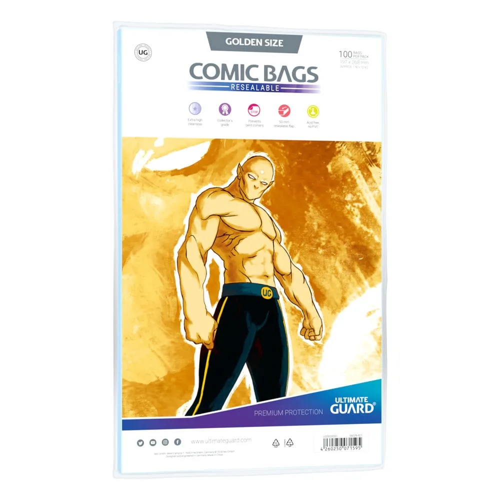 Ultimate Guard Comic Bags – Resealable Golden Size Pack of 100
