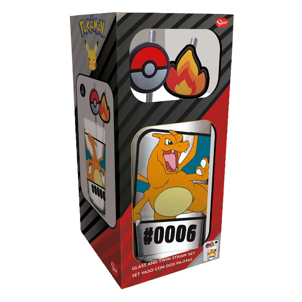 Pokémon Glass Tumbler – Charizard with Metal Straw 480 ml 3