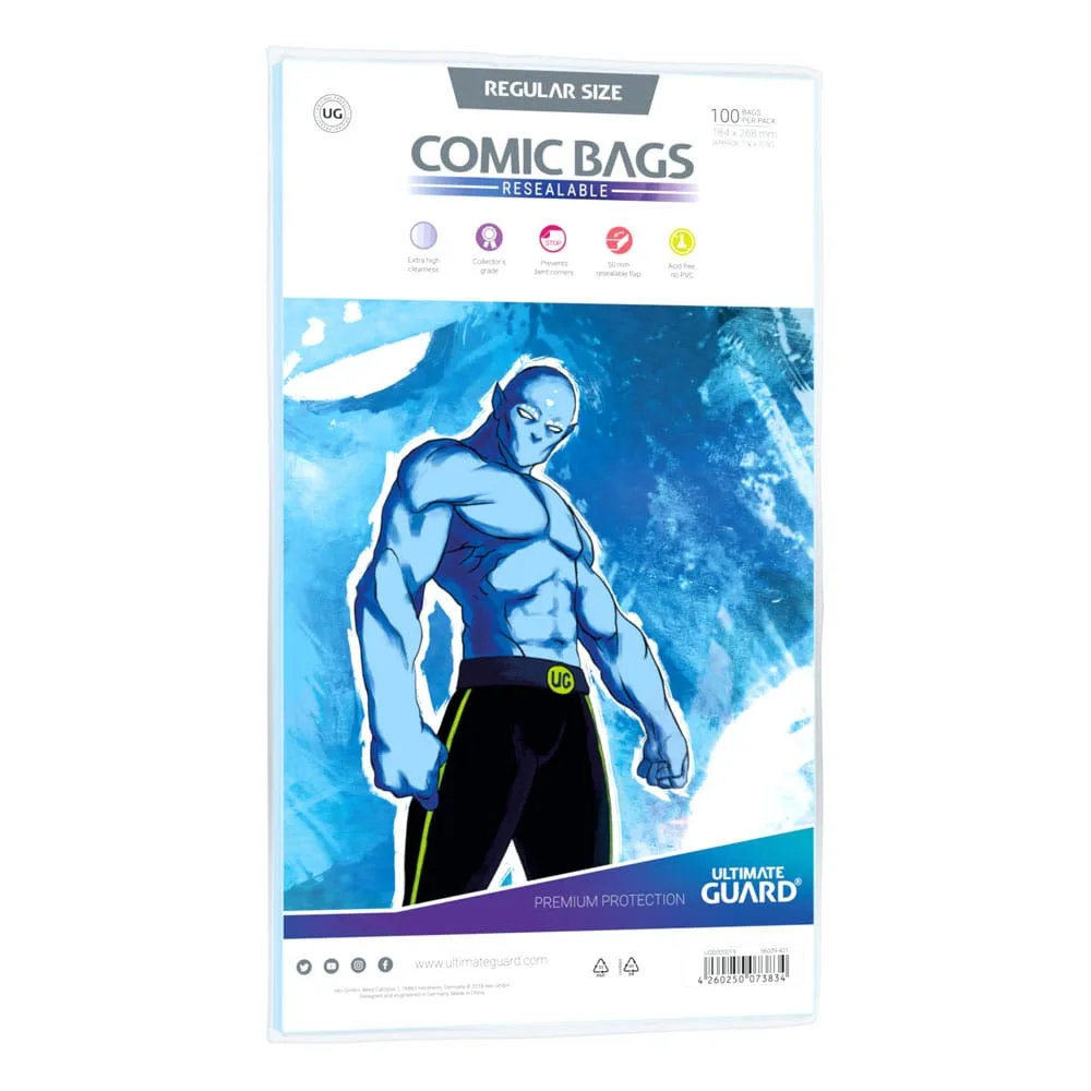 Ultimate Guard Comic Bags – Resealable Regular Size 100 Pack