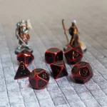 FanRoll Metal Dice Set – Red with Black Enamel 16 mm 6