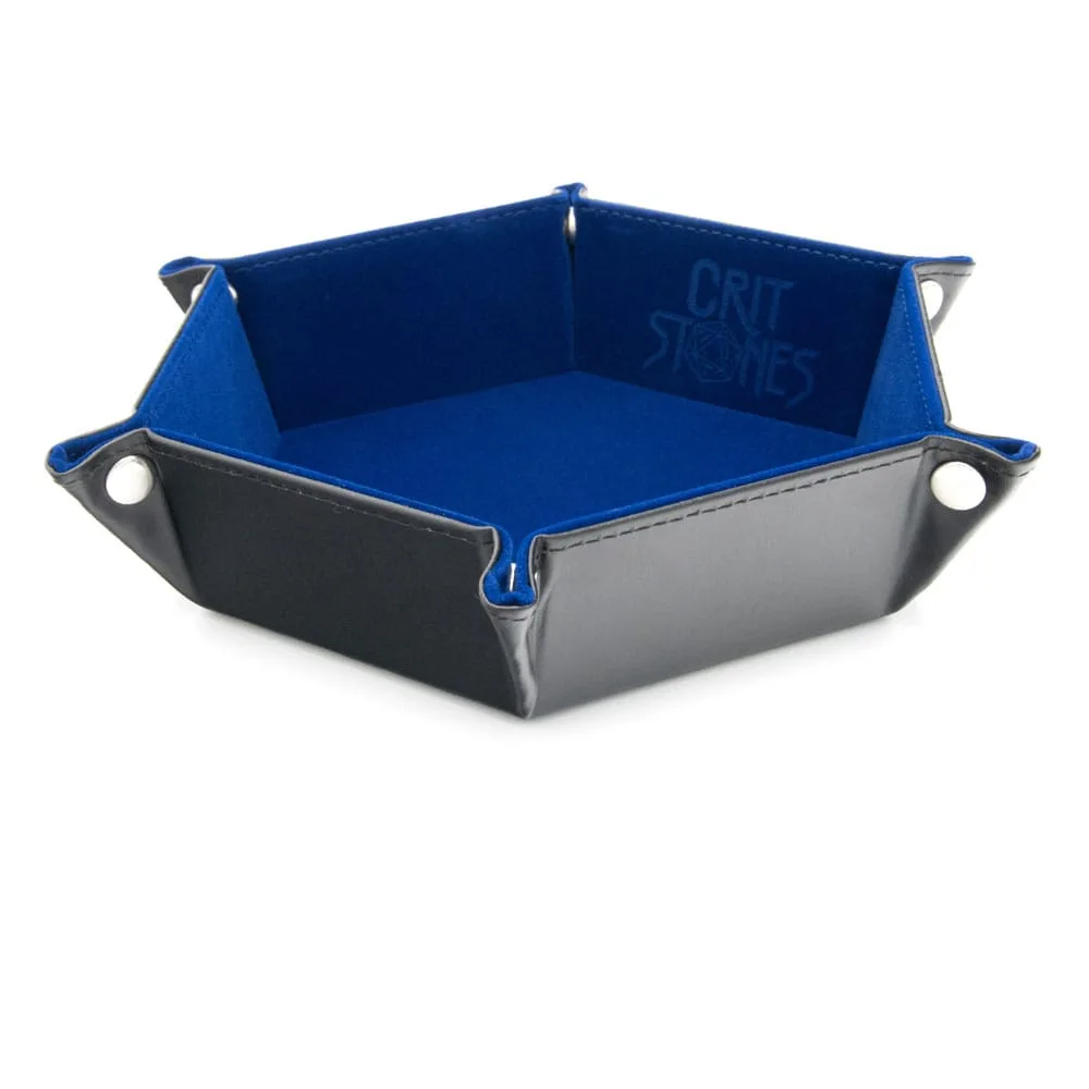 CritStones Folding Dice Tray – Blue 16.2 cm Rolling Area