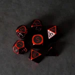 FanRoll Metal Dice Set – Red with Black Enamel 16 mm 3