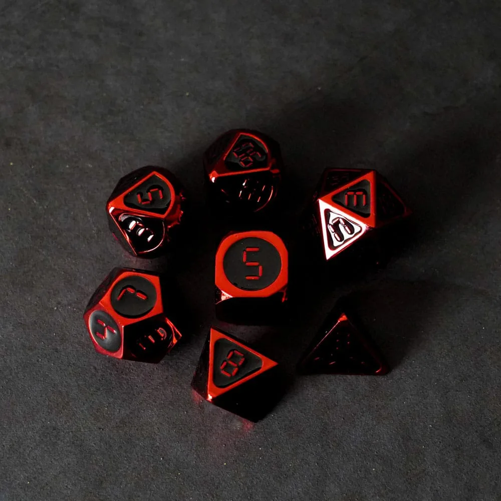 FanRoll Metal Dice Set – Red with Black Enamel 16 mm 3