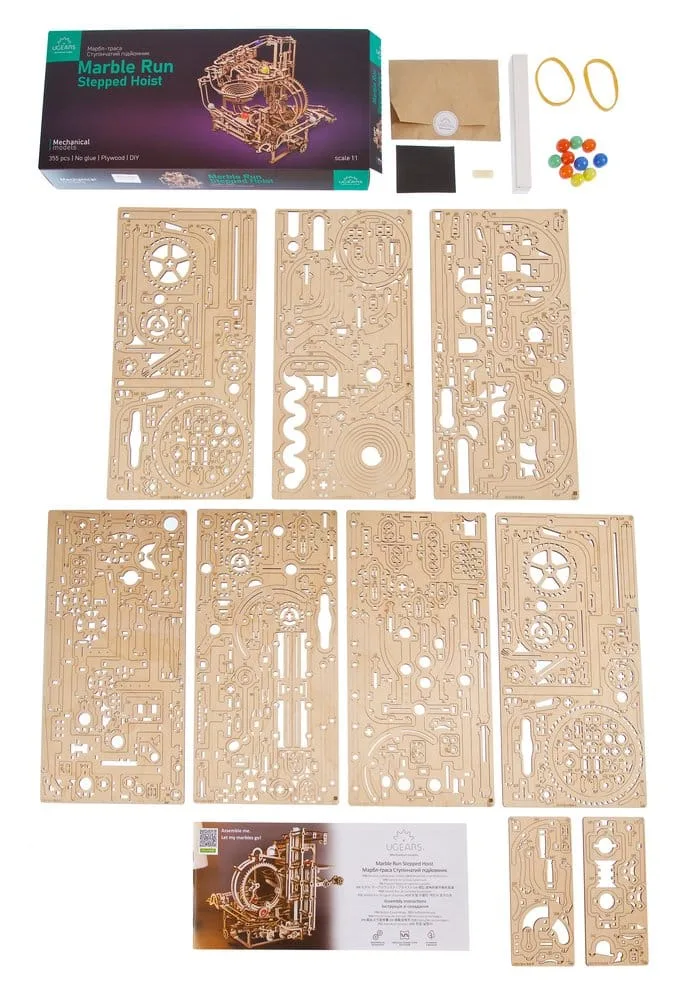 Ugears Wooden Model Kit – Marble Run Stepped Hoist 2