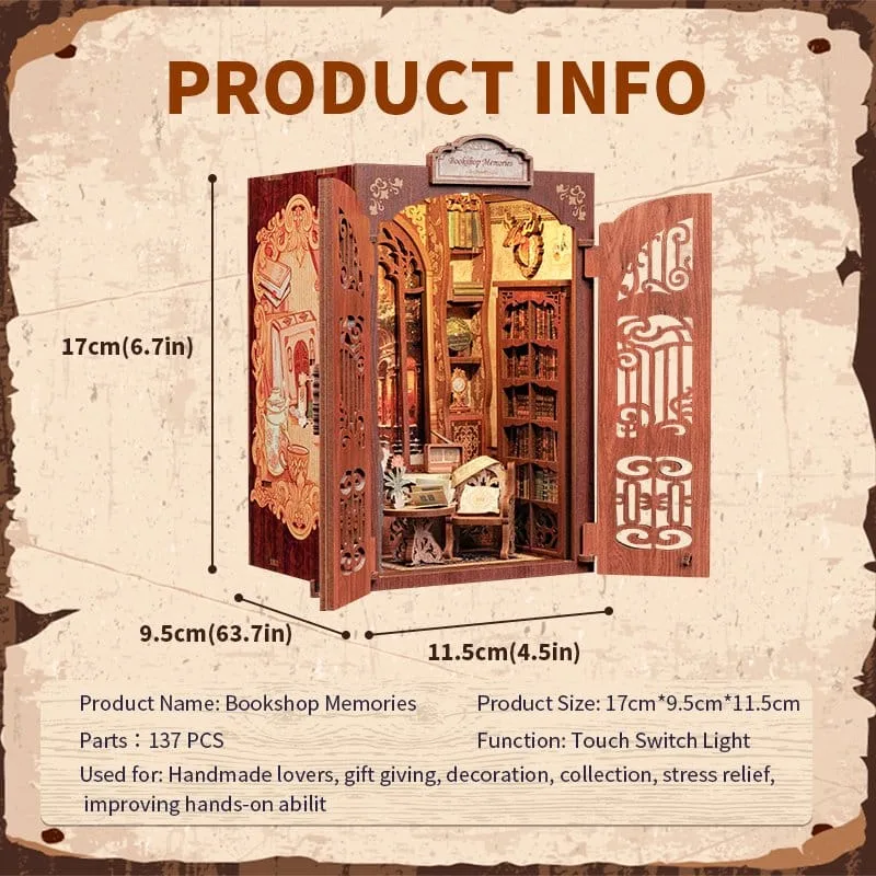 Book Nook Model Kit – CuteBee Bookshop Memories 17 x 10 cm 15