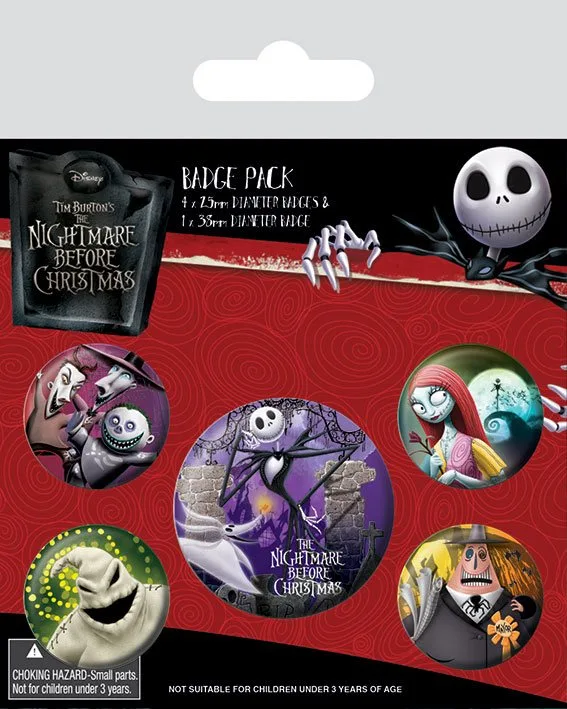 Nightmare Before Christmas Pin Buttons – Characters 5-Pack