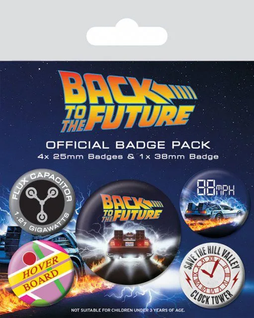 Back to the Future Pin-Back Buttons – DeLorean 5-Pack