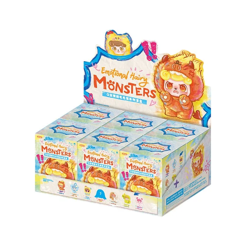 QKid Blind Box Figures – Emotional Hairy Monsters Display 6 12–14 cm