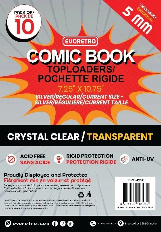 Comic Toploader Holders – Evoretro Silver 10-Pack