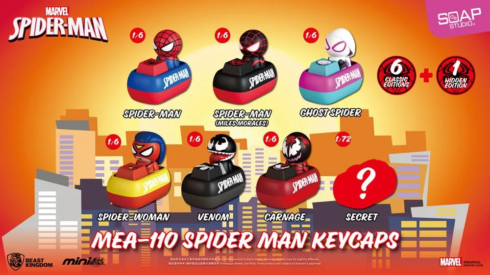 Spider-Man Keycap Figures – Mini Egg Attack Assortment of 6 5 cm 1