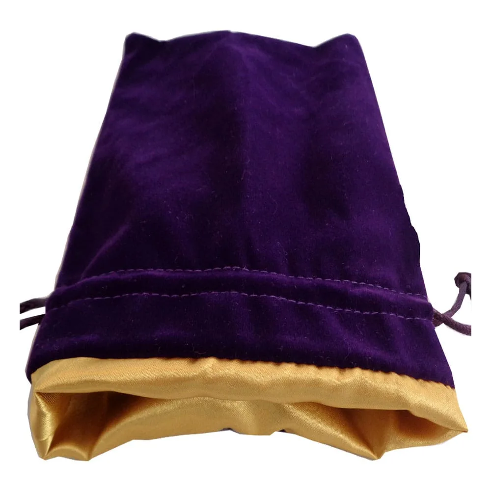 FanRoll Dice Bag – Purple Velvet with Gold Satin 15 x 20 cm