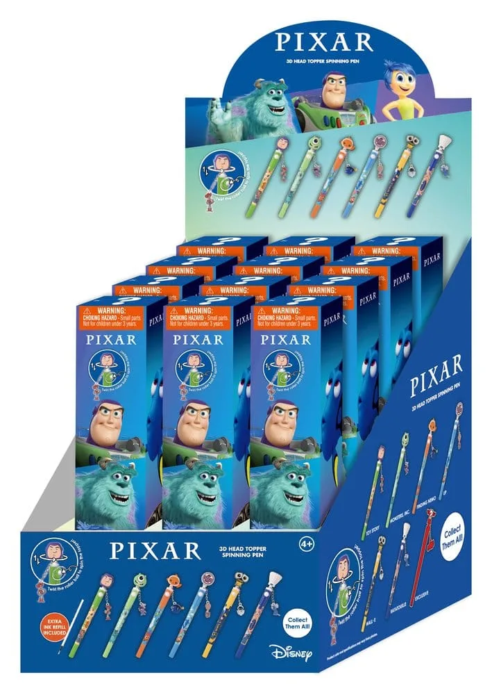 Pixar Pen Display – Spinning 3D Head Toppers 16 Pieces