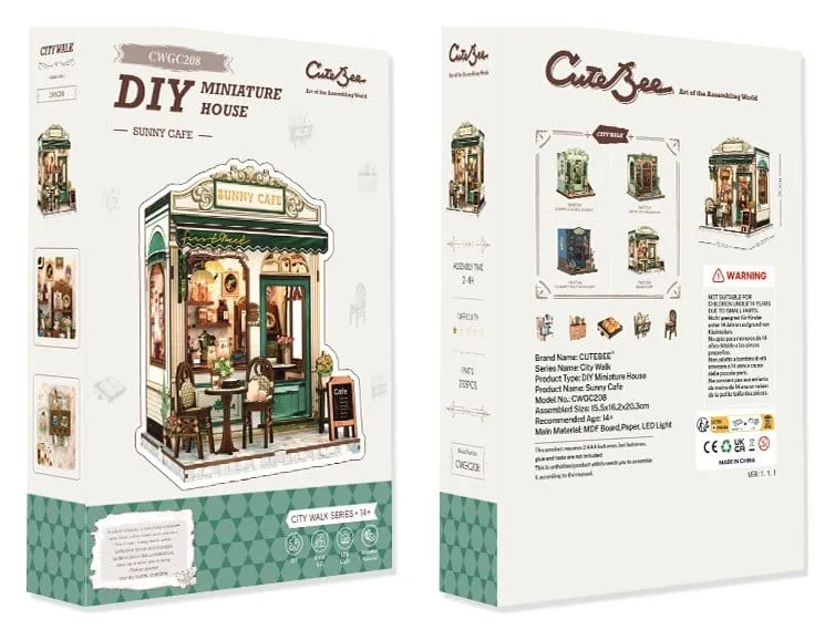 CuteBee Miniature House Model Kit – Sunny Cafe 20 x 16 cm 8