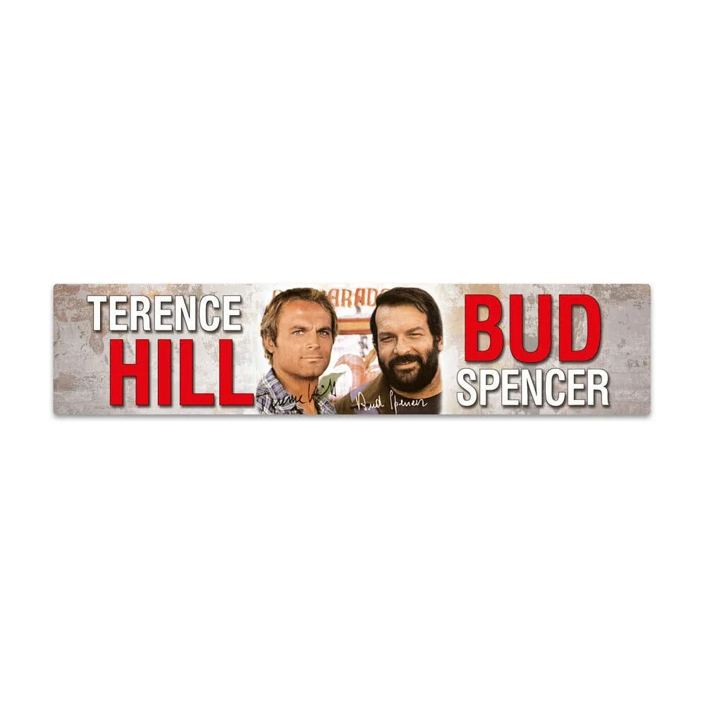 Bud Spencer & Terence Hill Tin Sign – Autograph Design 16 x 3.5 cm
