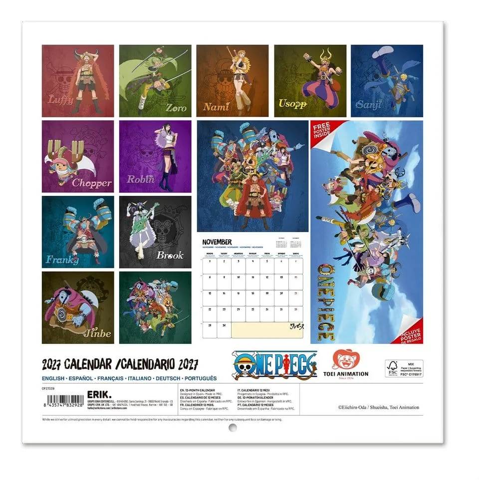 One Piece Wandkalender – 2027 mit Poster 29,5 x 29,5 cm 2