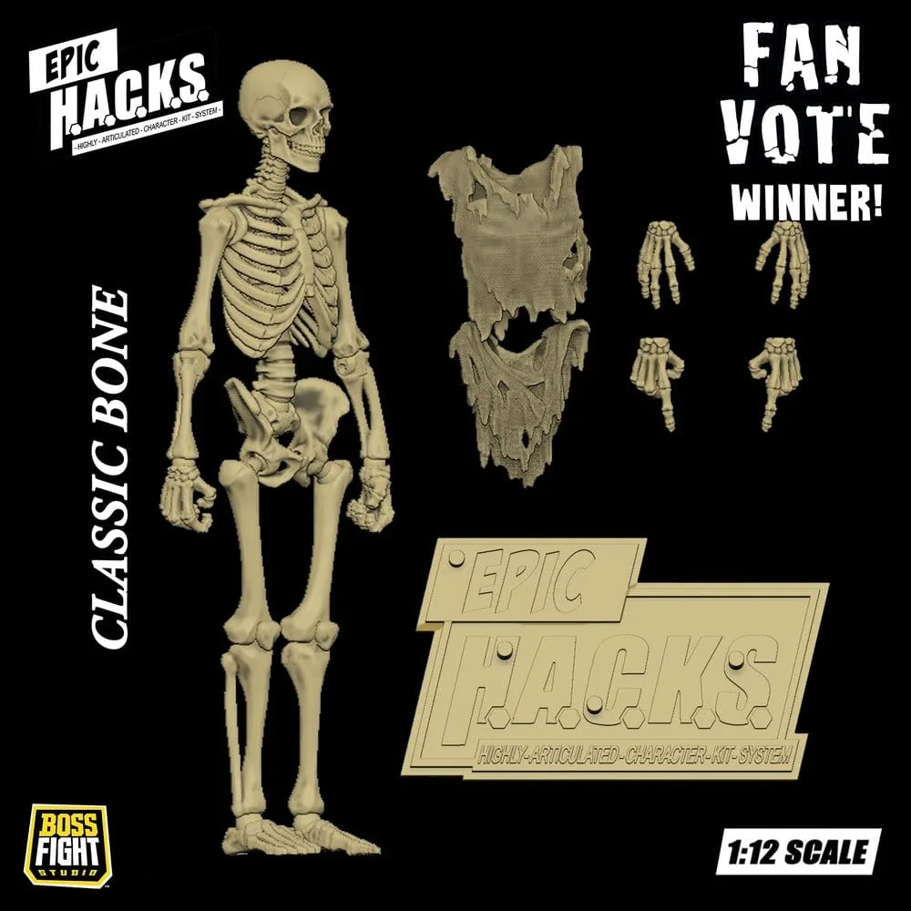 Epic H.A.C.K.S. Action Figure – Skeleton Blank Classic Bone 1/12 2