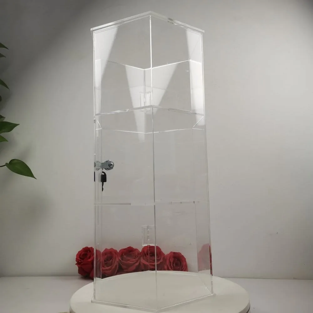 Evoretro Display Tower – Locking Acrylic Hexagon 3-Tier 4