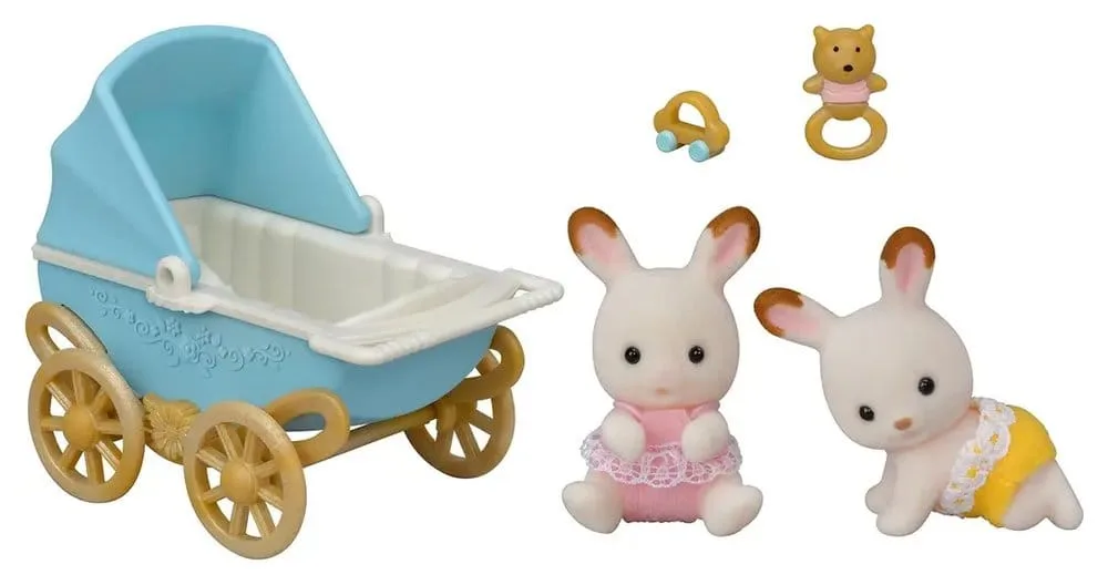 Sylvanian Families speelset – Chocolate Rabbit tweeling met buggy 2