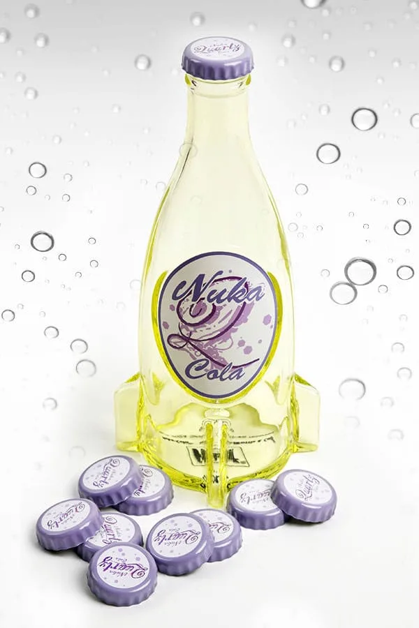 Fallout Glass Bottle and Caps – Nuka Quartz Display Set