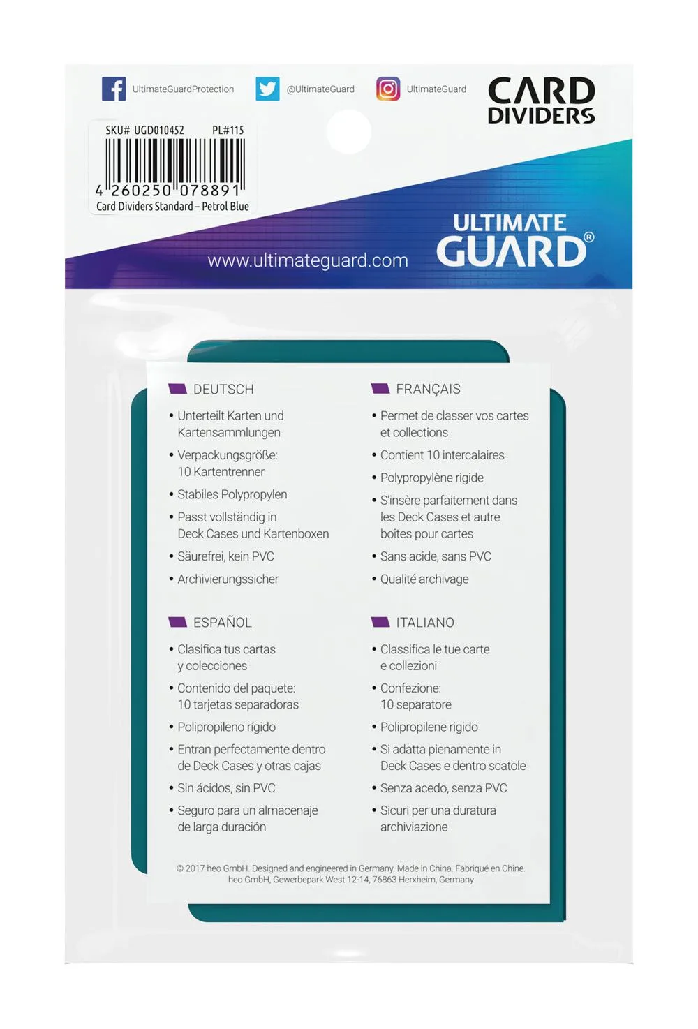 Ultimate Guard Card Dividers – Petrol 10-Pack 67 x 93 mm 4