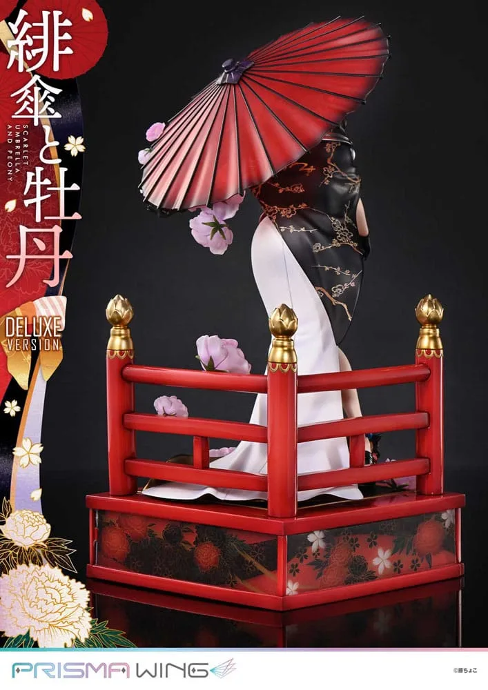 Fuzichoco Statue – Scarlet Umbrella and Peony Deluxe 32 cm 13
