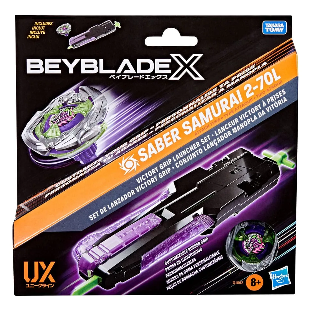 Beyblade X Launcher Set – Victory Grip and Saber Samurai 4