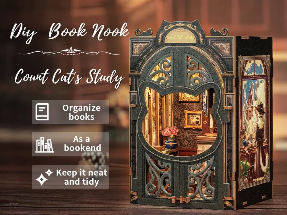 CuteBee Book Nook – Count Cat’s Study 17 x 12 cm 11