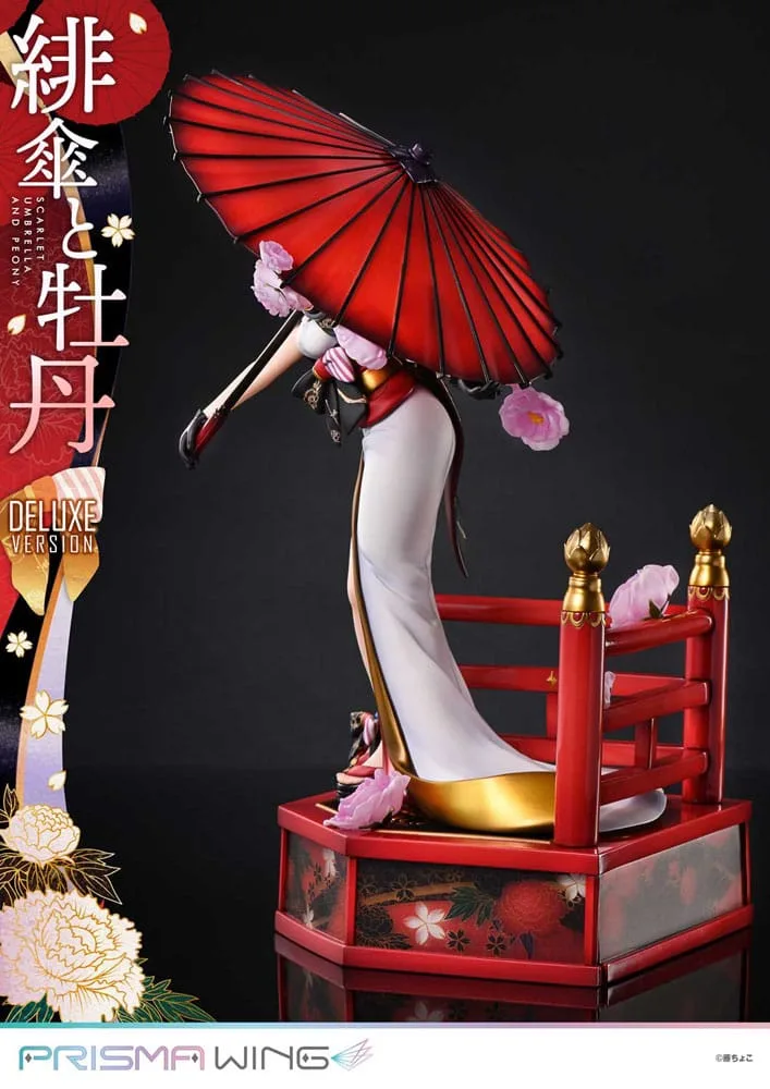 Fuzichoco Statue – Scarlet Umbrella and Peony Deluxe 32 cm 11