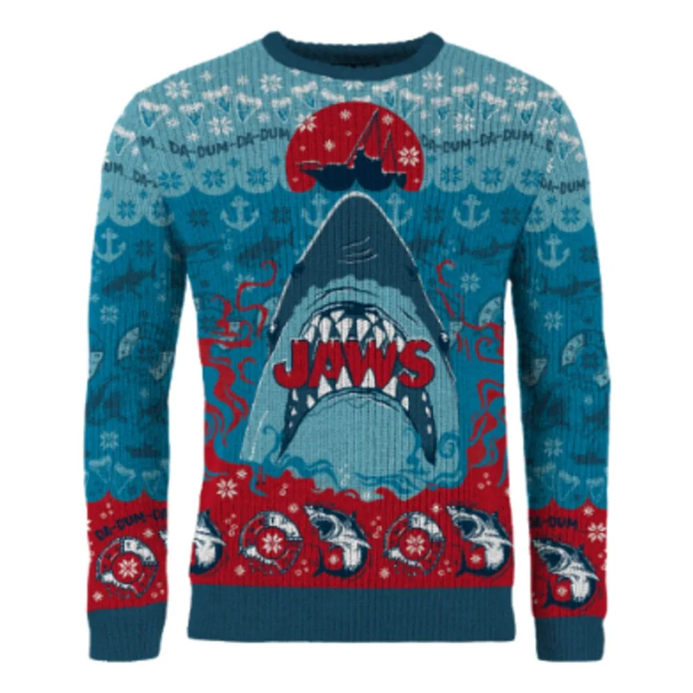 Jaws Christmas Sweater – Festive Movie Theme Size XL