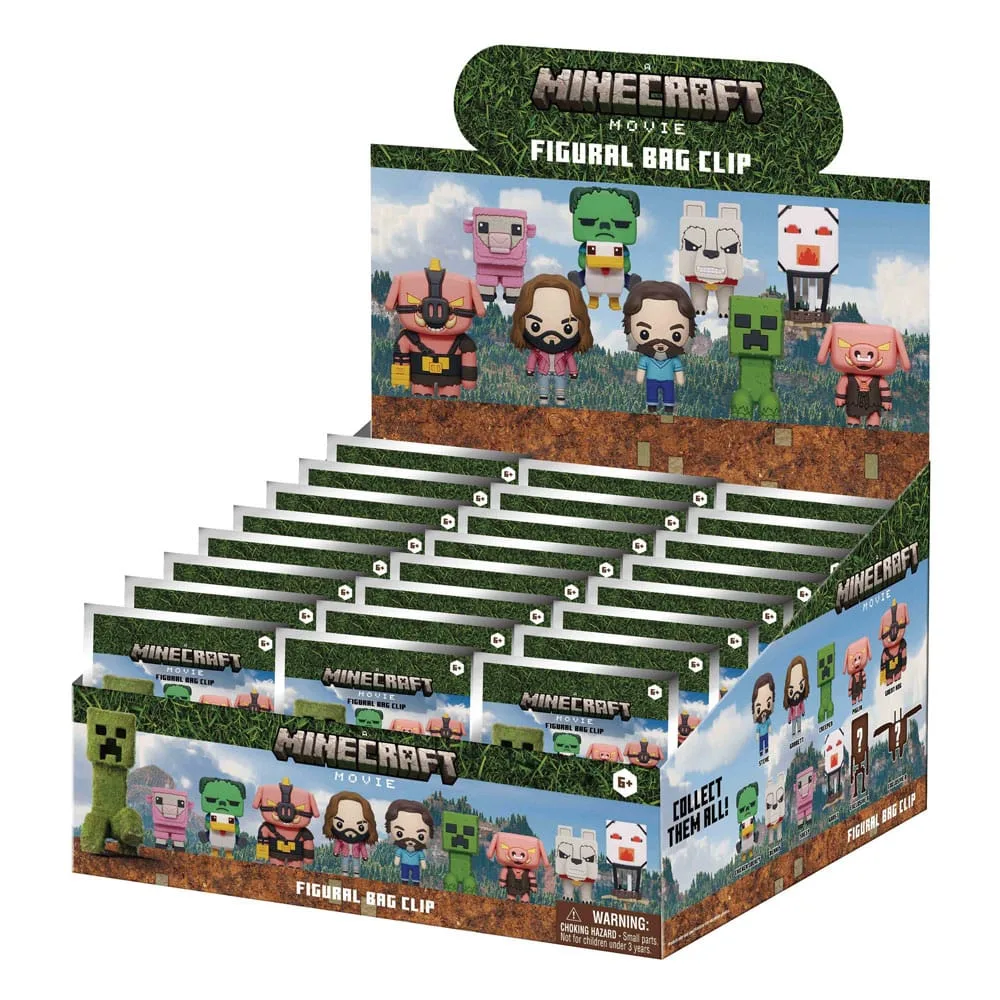 Minecraft 3D Bag Clips – Series 1 Display of 24