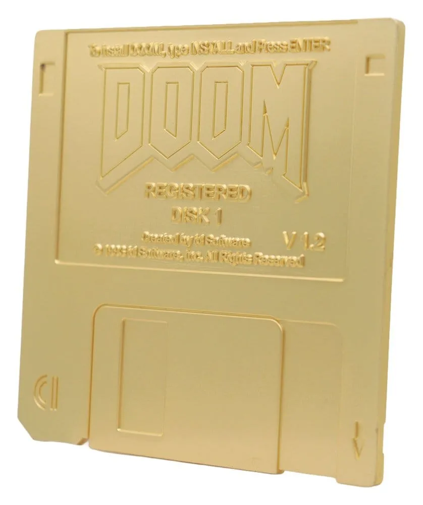 Doom Floppy Disk Replica – Imitation Gold Plated 8.9 x 8.9 cm 2