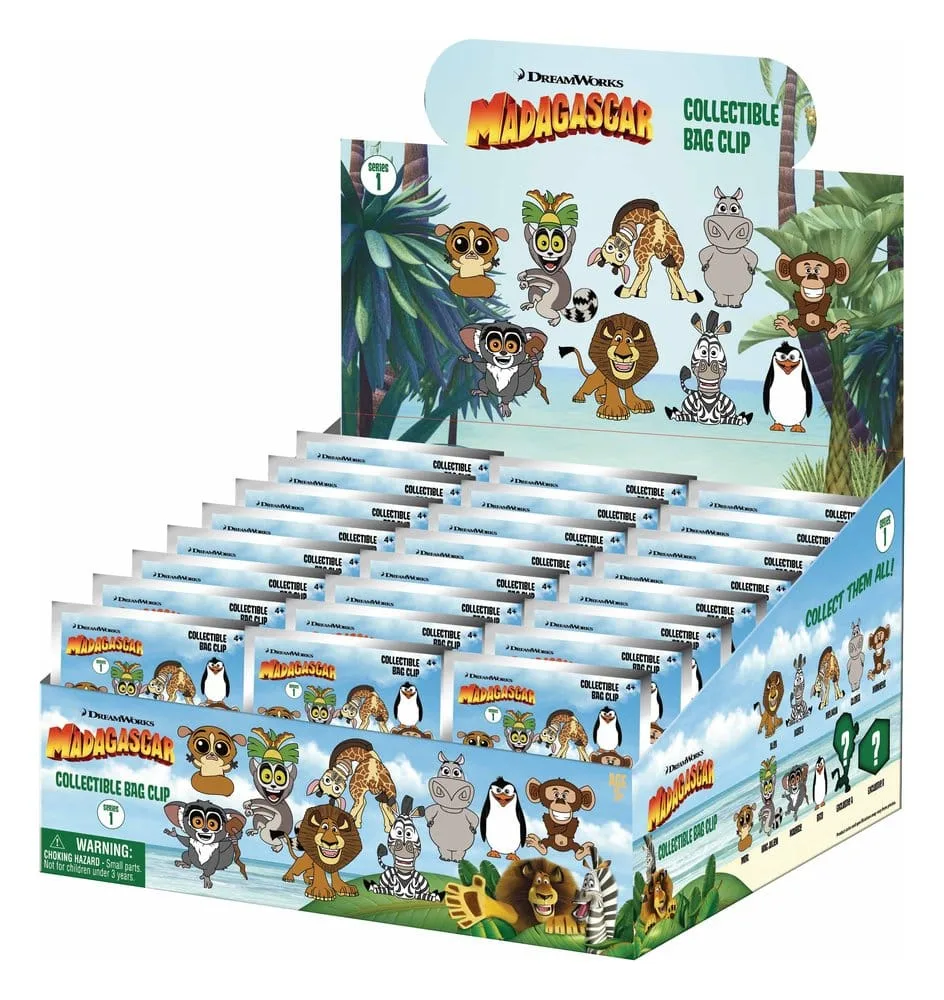 Madagascar Bag Clips – Series 1 Blind Bag Display 24-Pack