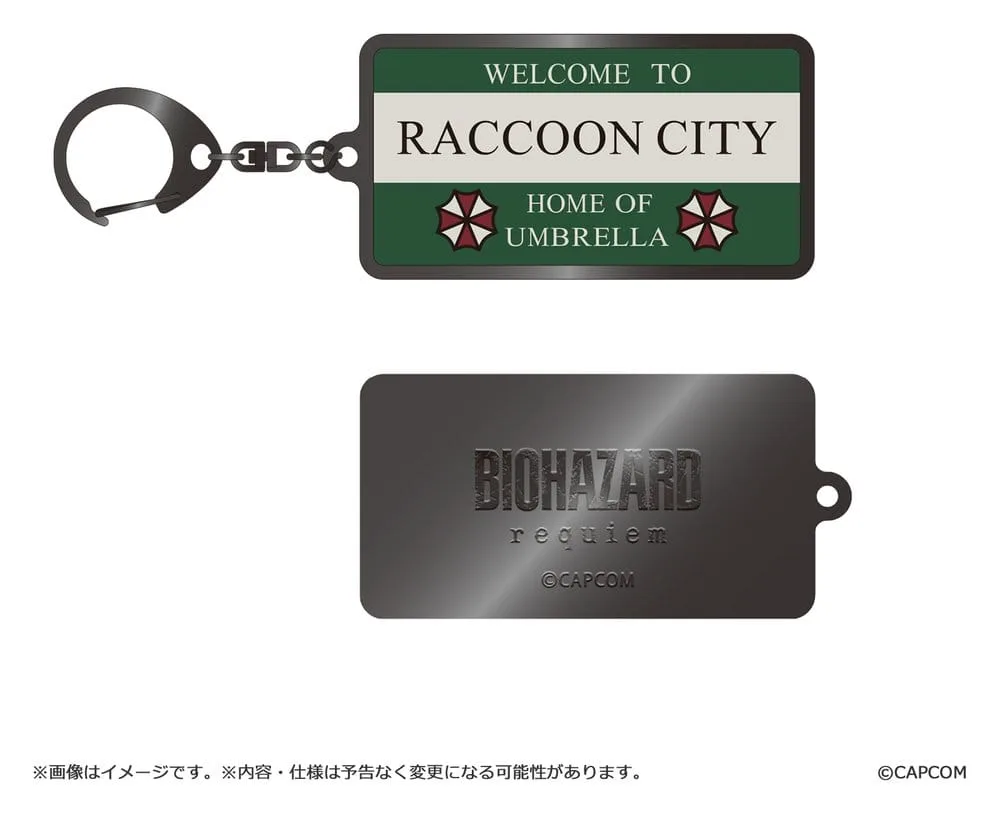 Resident Evil Requiem Keychain – Raccoon City Welcome Sign 6.5 cm