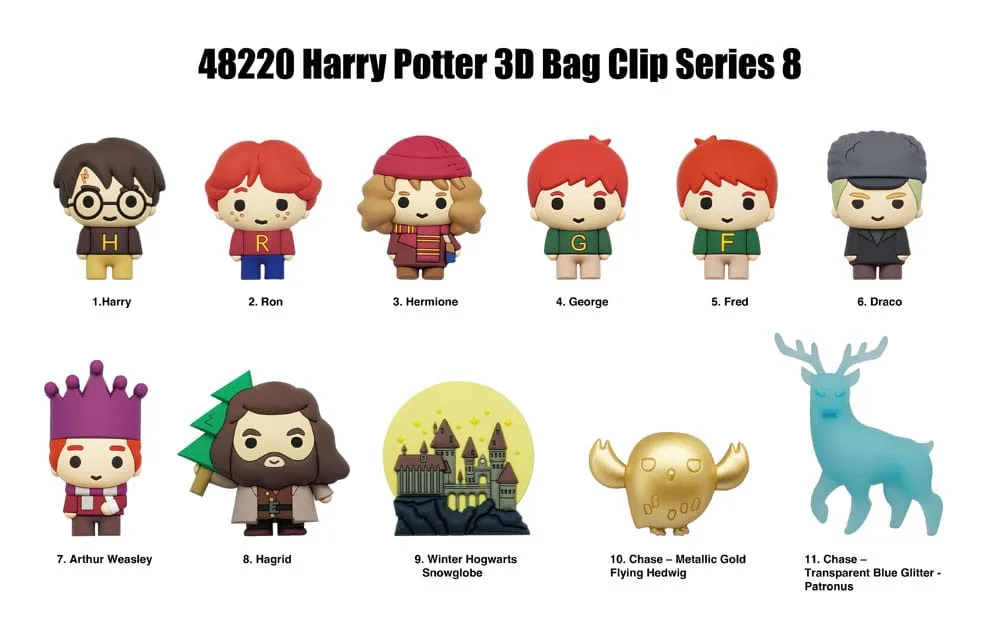 Harry Potter 3D PVC Bag Clips – Series 8 Display of 24 3