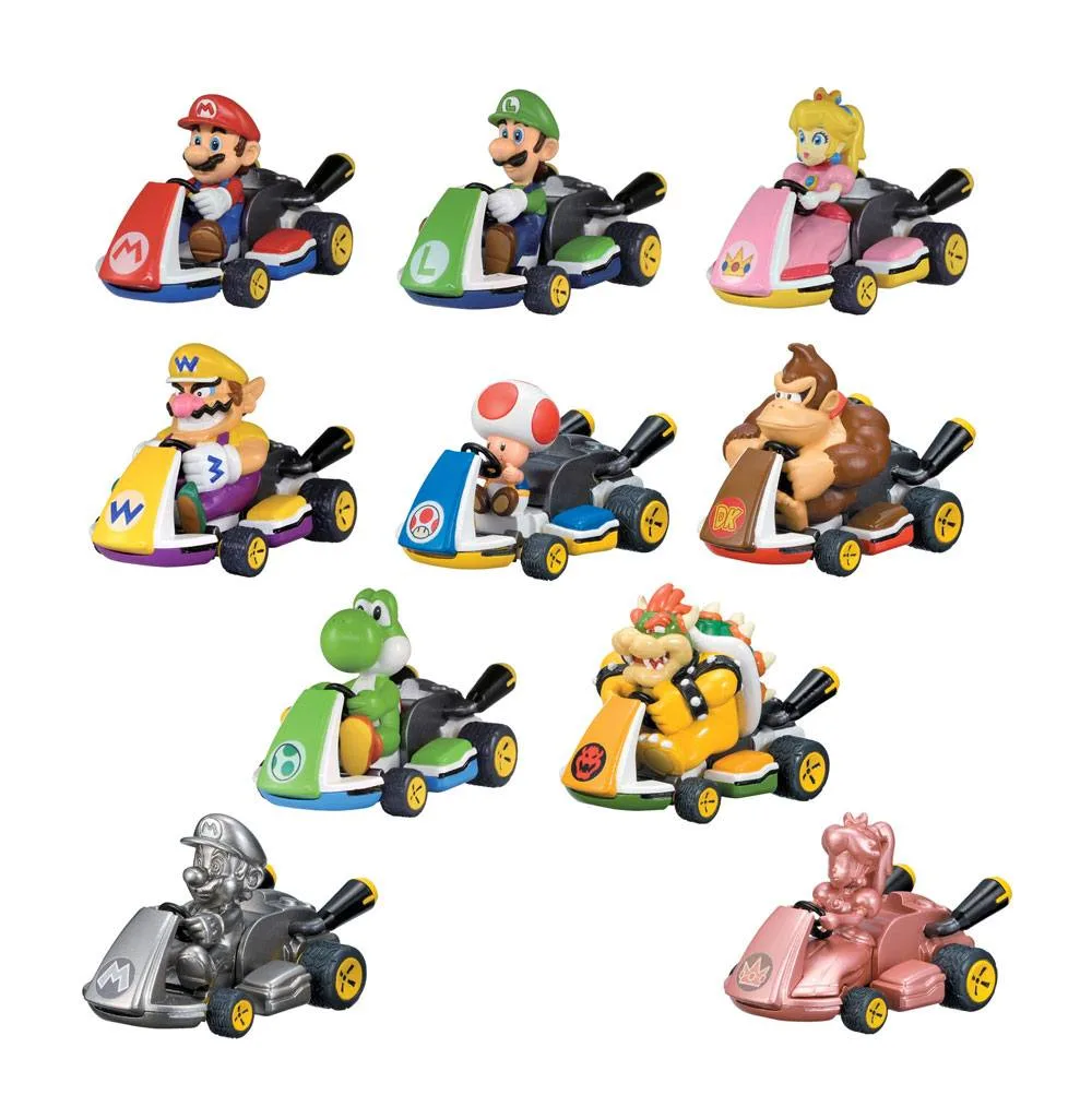 Mario Kart Pull-Back Cars – 12 Mystery Packs
