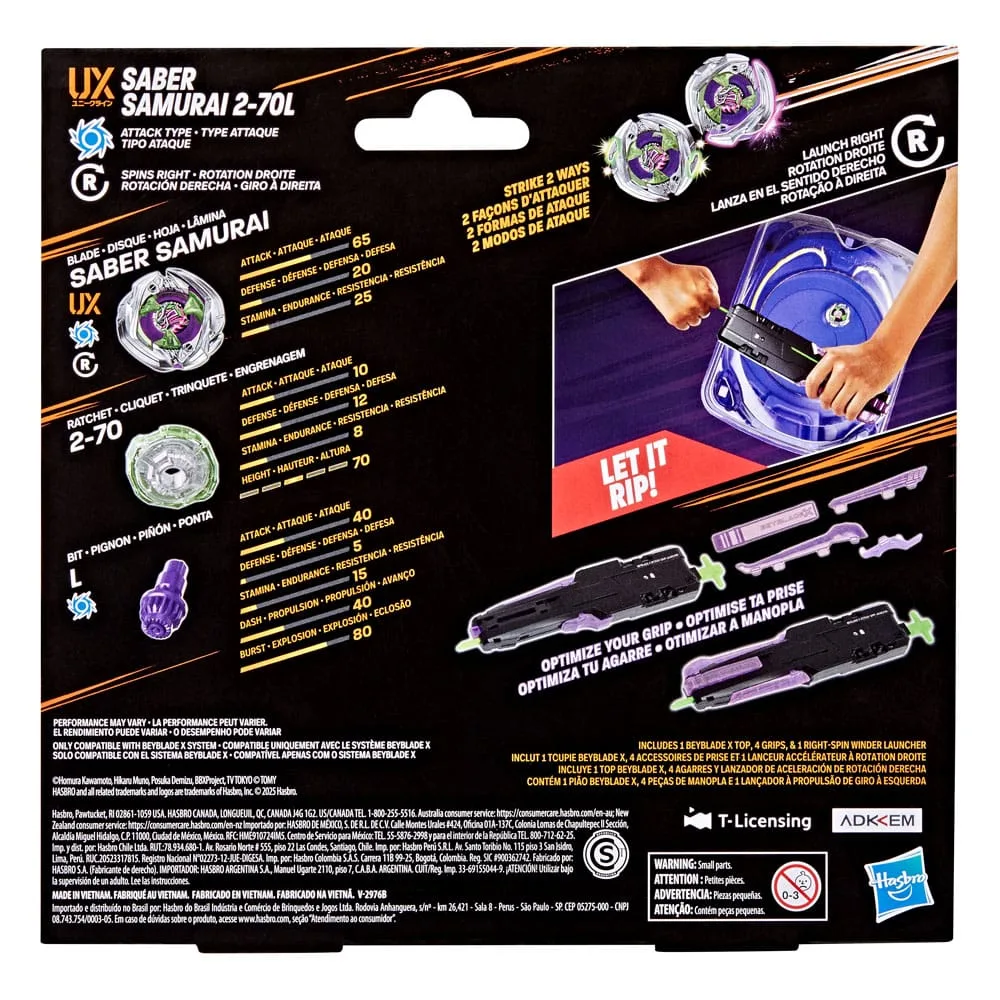 Beyblade X Launcher Set – Victory Grip and Saber Samurai 2