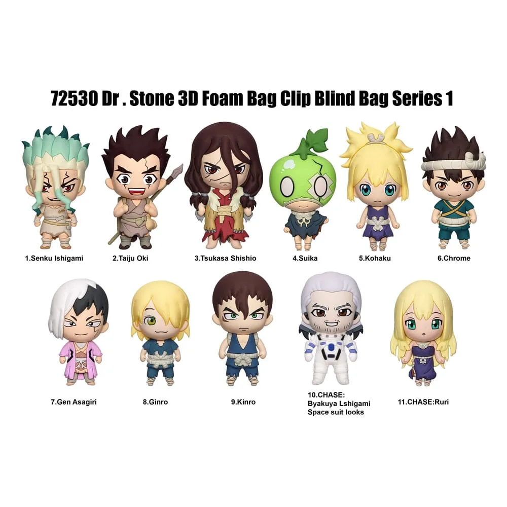 Dr. Stone PVC Bag Clips – Series 1 Display of 24