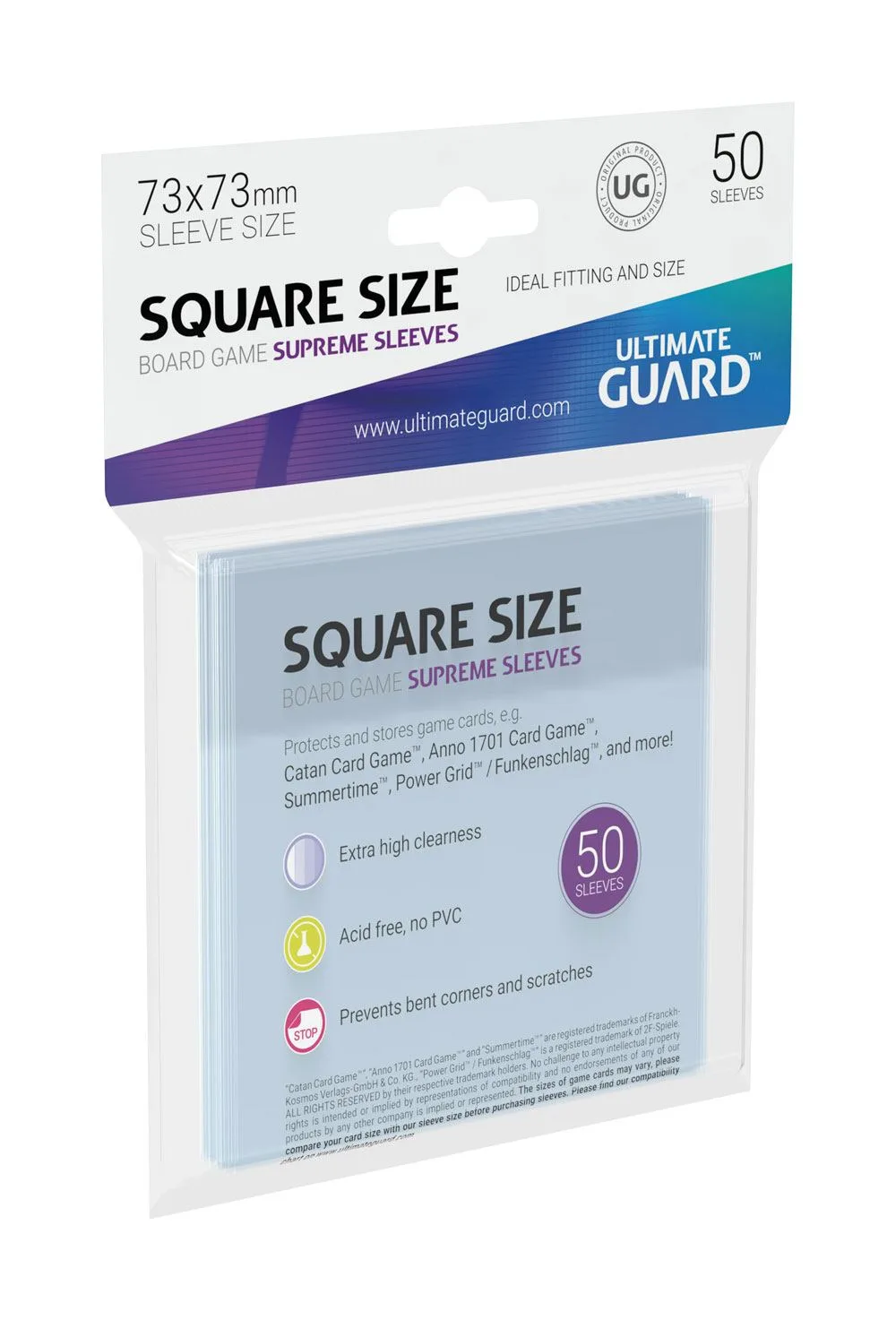 Ultimate Guard Card Sleeves – Supreme Square 50-Pack 73 x 73 mm 2