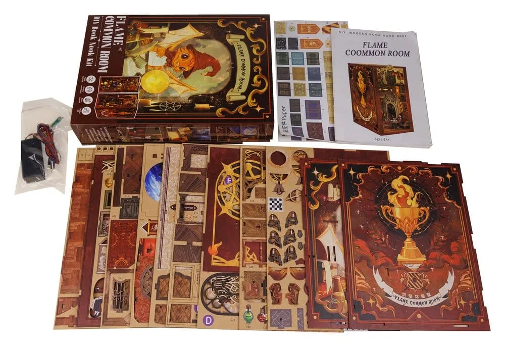 Flame Common Room Book Nook – CuteBee Wooden Puzzle 23 x 11 cm 4