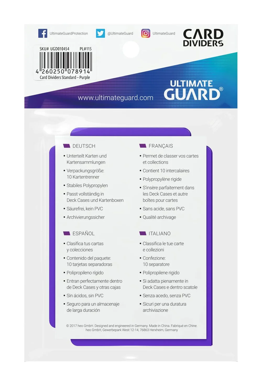 Ultimate Guard Card Dividers – Purple 10-Pack 67 x 93 mm 4